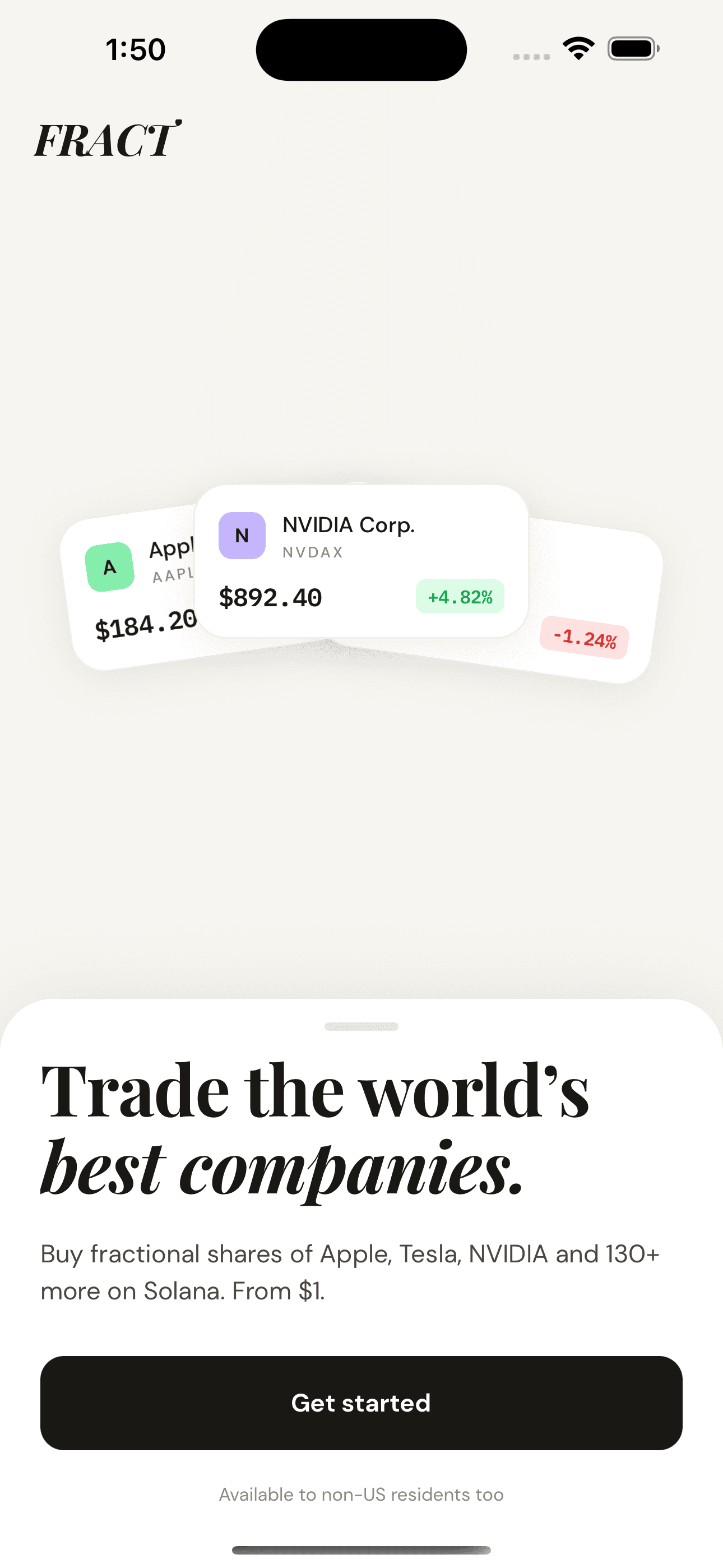 Fract app — Trade the world's best companies