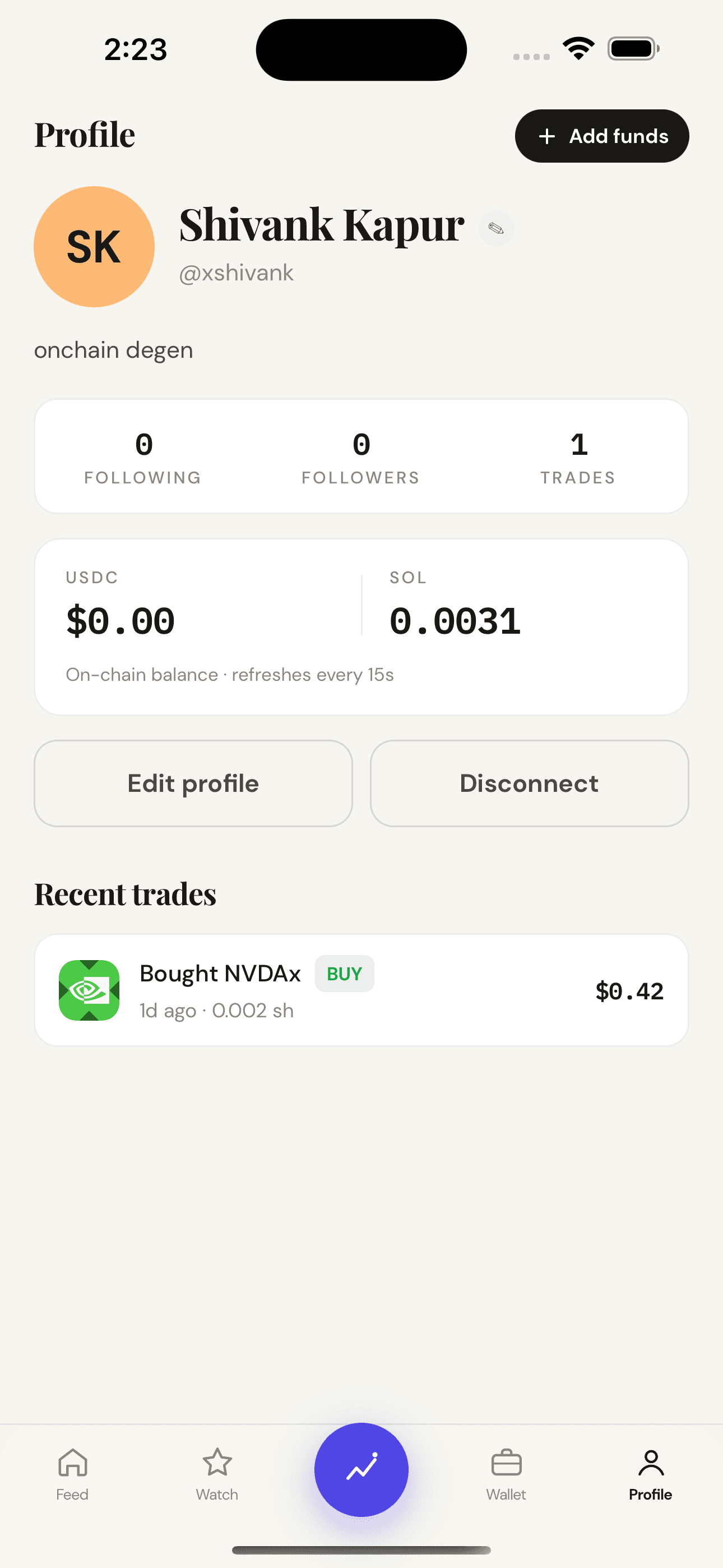 Fract app — your embedded Solana wallet profile
